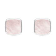 Sterling Silver Pink Mother of Pearl Dinky Cushion Stud Earrings. E335.