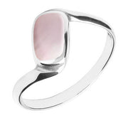 Sterling Silver Pink Mother of Pearl Oblong Twist Ring. R001.