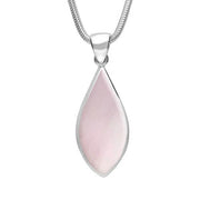Sterling Silver Pink Mother of Pearl Pointed Pear Necklace. P221.