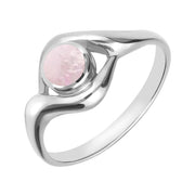 Sterling Silver Pink Mother of Pearl Round Twist Ring R030