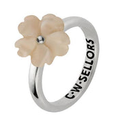 Sterling Silver Pink Mother of Pearl Tuberose Gypsophila Ring, R998.