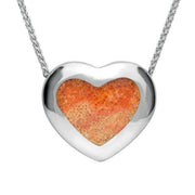Sterling Silver Red Apple Coral Framed Heart Necklace, P1554