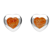 Sterling Silver Red Apple Coral Split Heart Stud Earrings, E432