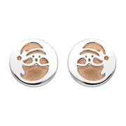 Sterling Silver Rose Gold Santa Stencil Stud Earrings E2471