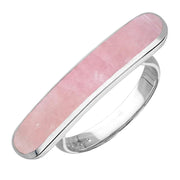 Sterling Silver Rose Quartz Lineaire Long Oval Ring R1005
