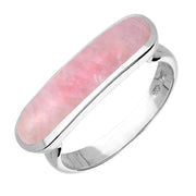Sterling Silver Rose Quartz Lineaire Petite Oval Ring R1006