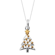 Sterling Silver Small Christmas Tree with Baubles Necklace, P2789C.