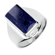 Sterling Silver Sodalite Small Oblong Ring, R221