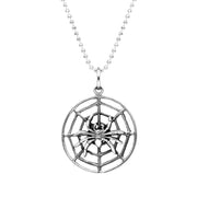 Sterling Silver Spider Web Necklace P3435C