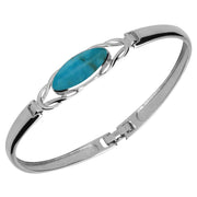 Sterling Silver Turquoise Celtic Oval Clip Bangle B589