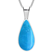 Sterling Silver Turquoise Classic Teardrop Necklace. P024.