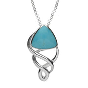Sterling Silver Turquoise Curved Triangle Celtic Necklace P1585