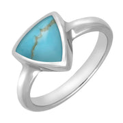 Sterling Silver Turquoise Curved Triangle Ring. R407.