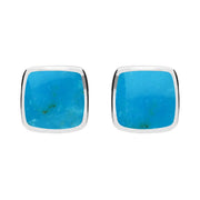 Sterling Silver Turquoise Dinky Cushion Stud Earrings, E279.