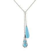 Sterling Silver Turquoise Double Drop Necklace N816