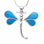 Sterling Silver Turquoise Four Stone Dragonfly Necklace. P1473.