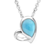 Sterling Silver Turquoise Half Filled Heart Necklace P2540