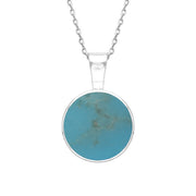 Sterling Silver Turquoise Heritage Round Necklace. P018.