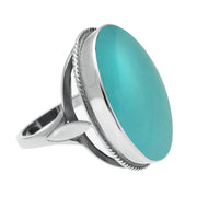 Sterling Silver Turquoise Large Rope Edged Ring. R066