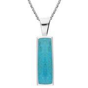 Sterling Silver Turquoise Large Slim Oblong Necklace, P020.