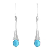 Sterling Silver Turquoise Long Tapered Drop Hook Earrings. E840.