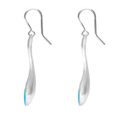 Sterling Silver Turquoise Long Tapered Drop Hook Earrings. E840.