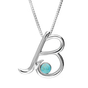 Sterling Silver Turquoise Love Letters Initial B Necklace P3449C