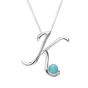 Sterling Silver Turquoise Love Letters Initial K Necklace P3458C