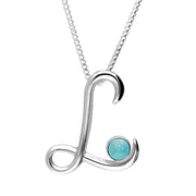 Sterling Silver Turquoise Love Letters Initial L Necklace P3459C