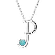 Sterling Silver Turquoise Love Letters Initial P Necklace P3463C