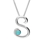 Sterling Silver Turquoise Love Letters Initial S Necklace P3466C