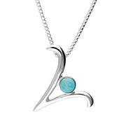 Sterling Silver Turquoise Love Letters Initial V Necklace P3469C