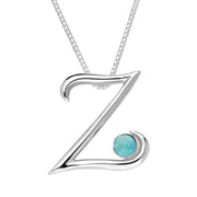 Sterling Silver Turquoise Love Letters Initial Z Necklace P3473C