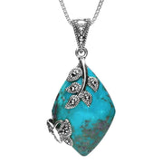 Sterling Silver Turquoise Marcasite Butterfly Necklace, P2131.