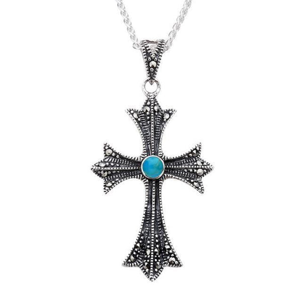 Men's Embossed Cross Necklace on a Belcher Chain