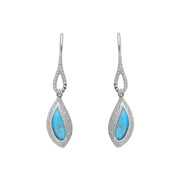 Sterling Silver Turquoise Marquise Beaded Edge Earrings, E1616.