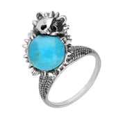 Sterling Silver Turquoise Medium Hedgehog Ring R1163