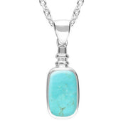 Sterling Silver Turquoise Oblong Bottle Top Necklace. P009.