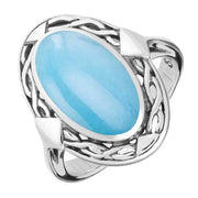 Sterling Silver Turquoise Oval Celtic Ring. R128.