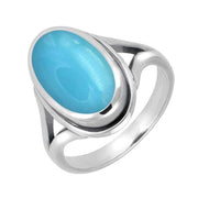 Sterling Silver Turquoise Oval Ridged Ring R113