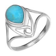 Sterling Silver Turquoise Pear Celtic Ring. R845. 