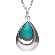 Sterling Silver Turquoise Pear Shaped Necklace, P2560.
