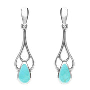 Sterling Silver Turquoise Pear Spoon Earrings. E139. 