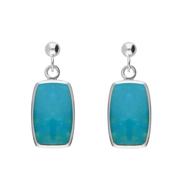 Sterling Silver Turquoise Petite Barrel Drop Earrings. E228.