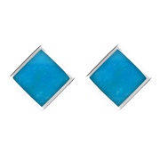 Sterling Silver Turquoise Rhombus Earrings. E015.