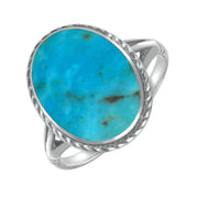 Sterling Silver Turquoise Rope Edge Ring, R009
