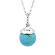 Sterling Silver Turquoise Round Bead Drop Necklace