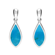 Sterling Silver Turquoise Small Pointed Pear Drop Earrings. E686.