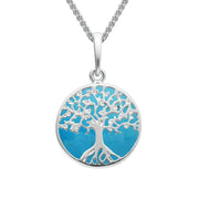 Sterling Silver Turquoise Small Round Tree Of Life Necklace P3339