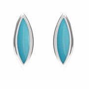 Sterling Silver Turquoise Toscana Marquise Stud Earrings. E1124.